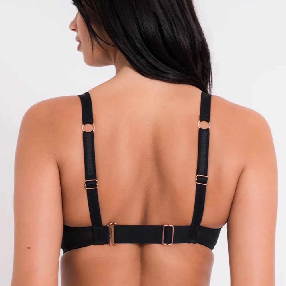 Elegant Black Lace Deep Plunge Bra - Picture 5 of 6
